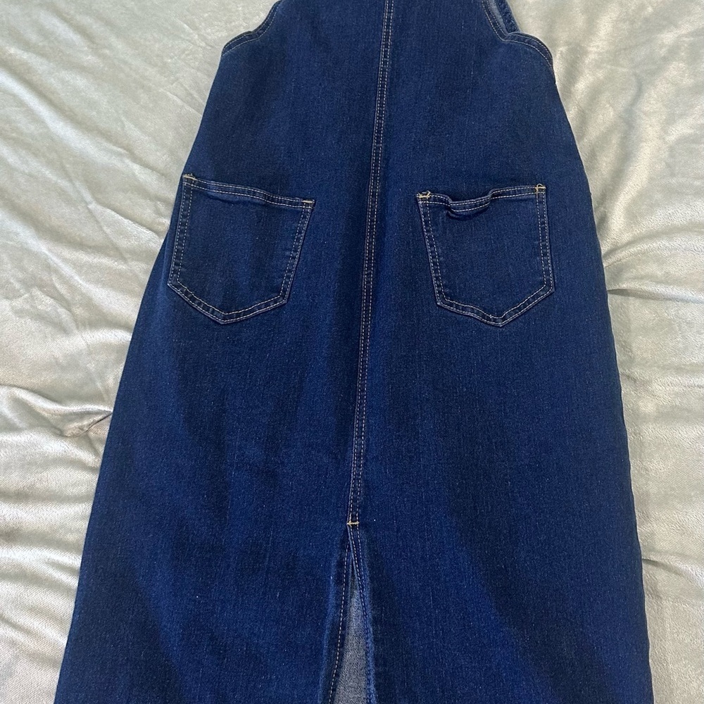Women's Dark Blue Denim Overalls dress size L - Picture 4 of 9